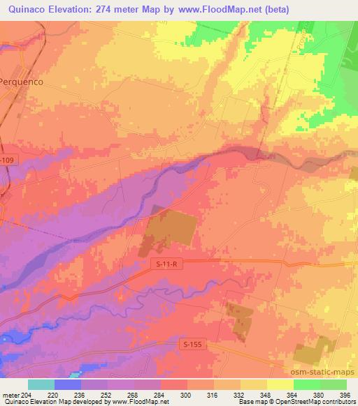 Quinaco,Chile Elevation Map
