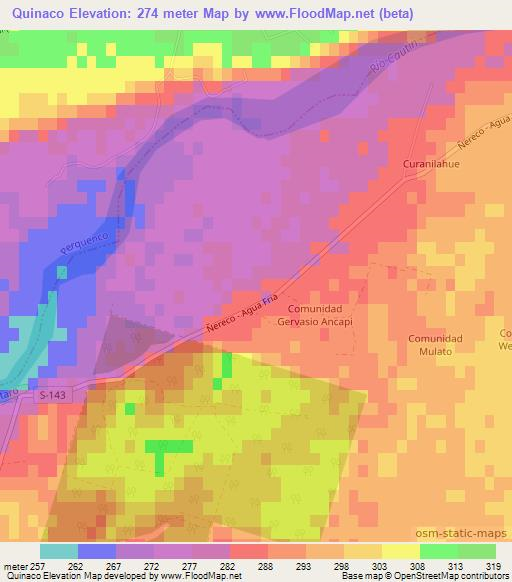 Quinaco,Chile Elevation Map