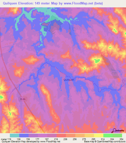Quilquen,Chile Elevation Map