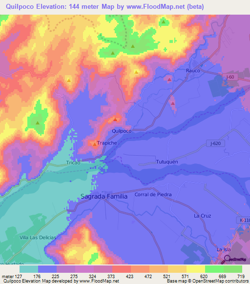 Quilpoco,Chile Elevation Map