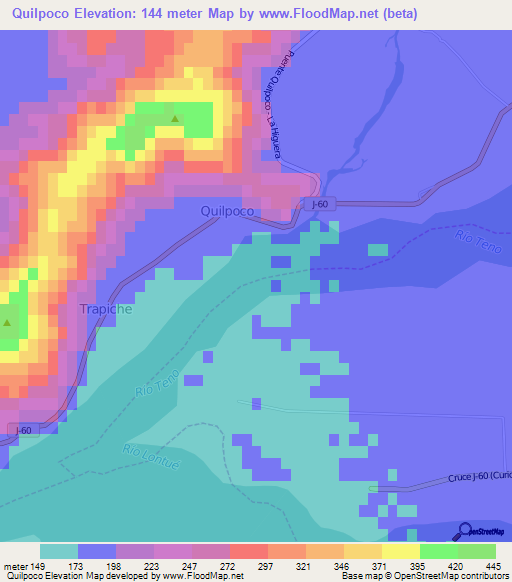 Quilpoco,Chile Elevation Map