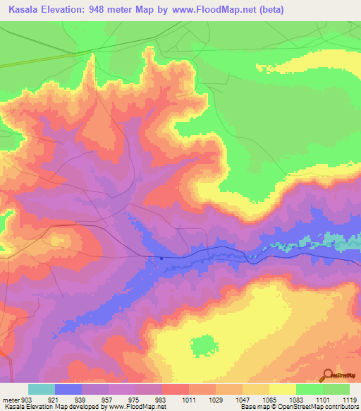 Kasala,Congo (Kinshasa) Elevation Map