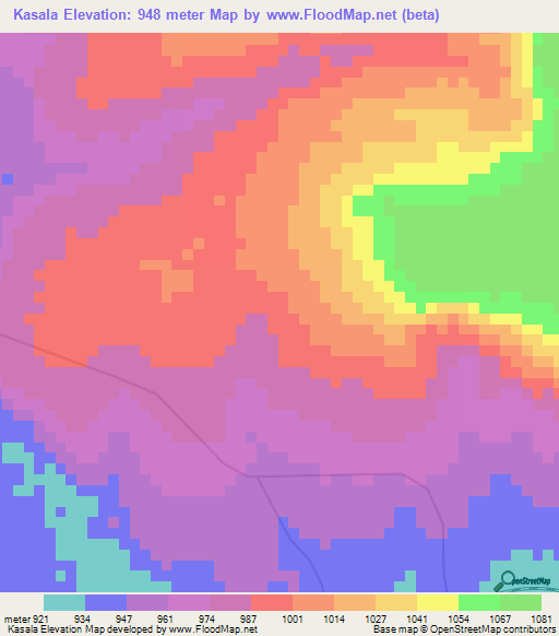 Kasala,Congo (Kinshasa) Elevation Map