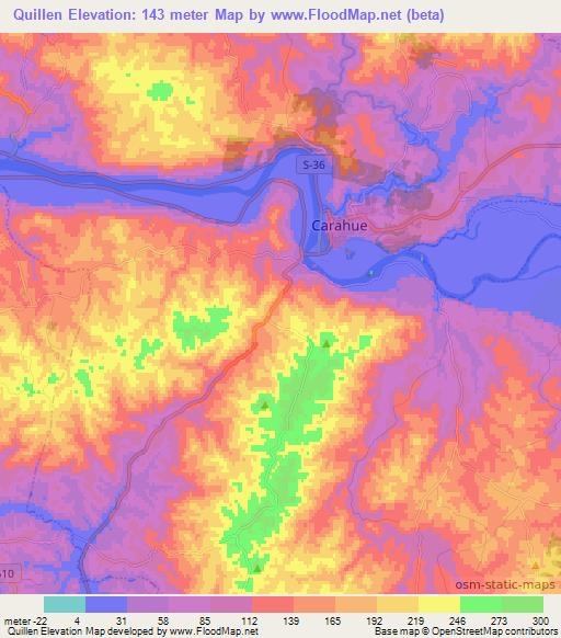 Quillen,Chile Elevation Map
