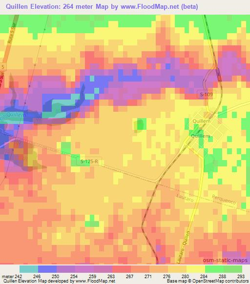 Quillen,Chile Elevation Map