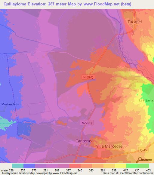 Quillayloma,Chile Elevation Map