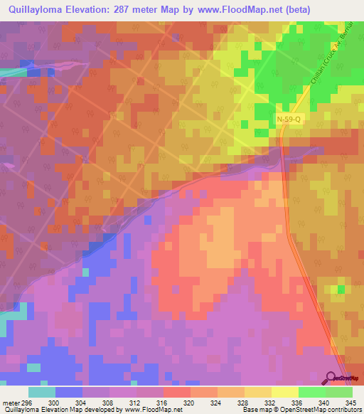 Quillayloma,Chile Elevation Map