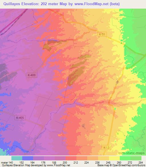 Quillayes,Chile Elevation Map