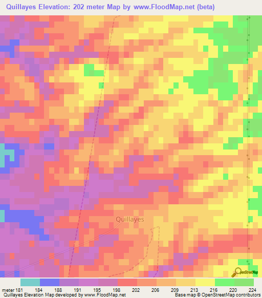 Quillayes,Chile Elevation Map