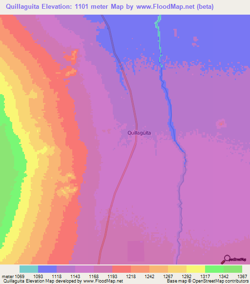 Quillaguita,Chile Elevation Map