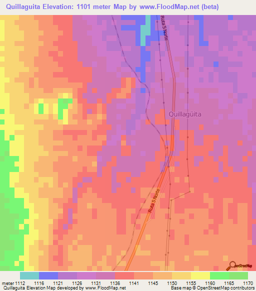 Quillaguita,Chile Elevation Map