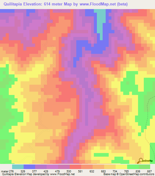 Quilitapia,Chile Elevation Map