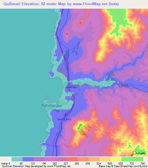 Quilimari,Chile Elevation Map