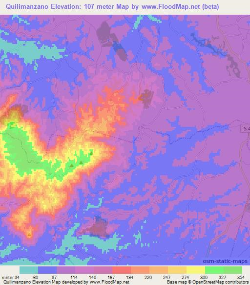 Quilimanzano,Chile Elevation Map