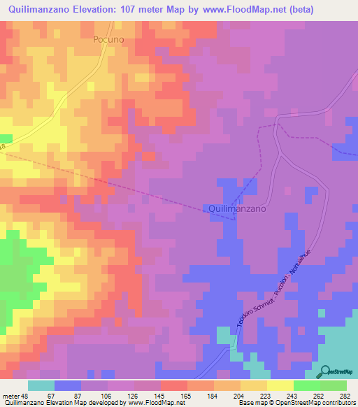 Quilimanzano,Chile Elevation Map