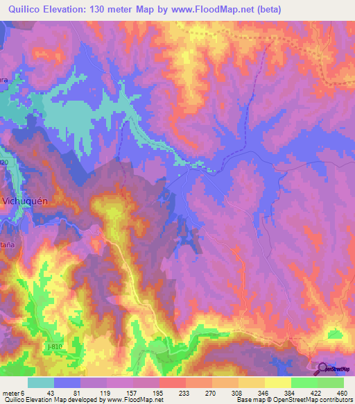 Quilico,Chile Elevation Map