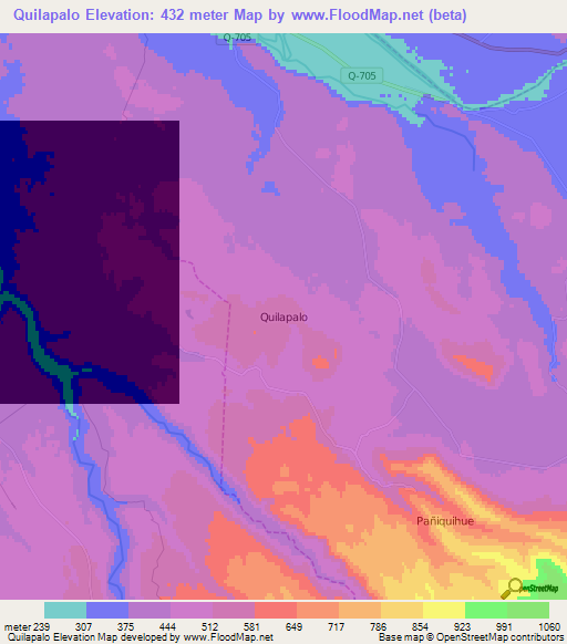 Quilapalo,Chile Elevation Map