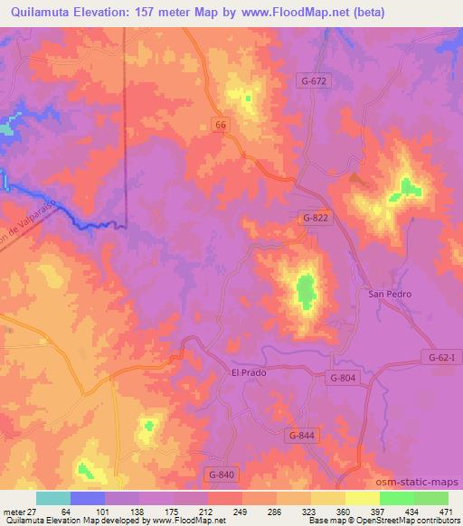 Quilamuta,Chile Elevation Map