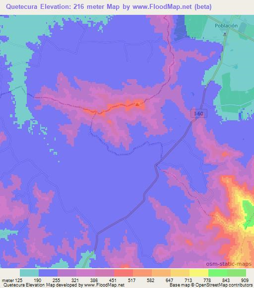 Quetecura,Chile Elevation Map