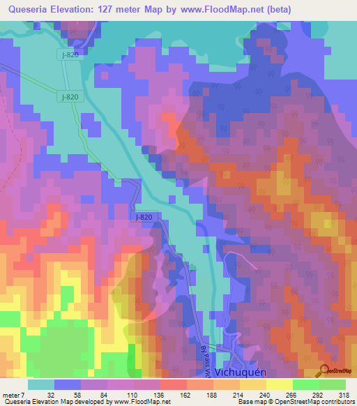 Queseria,Chile Elevation Map