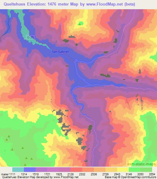 Queltehues,Chile Elevation Map
