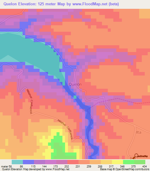 Quelon,Chile Elevation Map