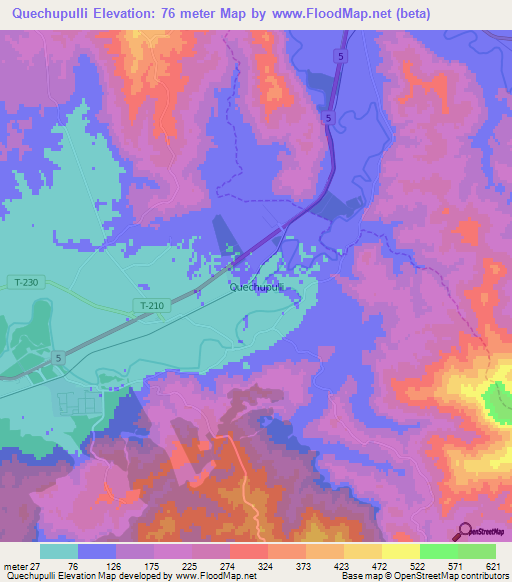 Quechupulli,Chile Elevation Map