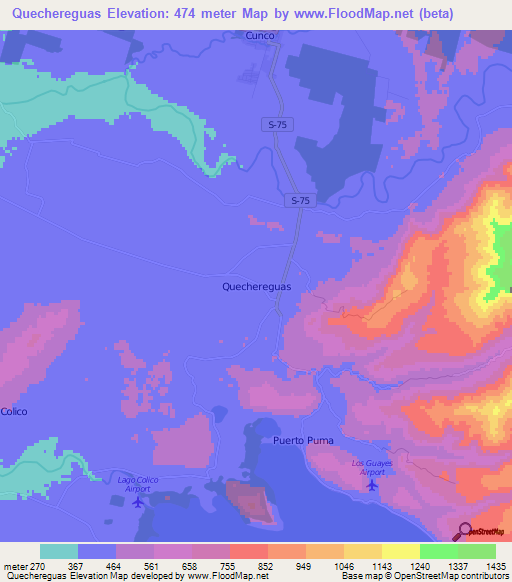 Quechereguas,Chile Elevation Map