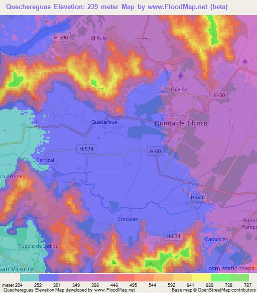 Quechereguas,Chile Elevation Map