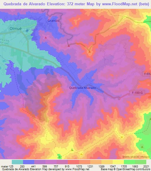 Quebrada de Alvarado,Chile Elevation Map