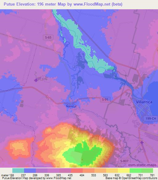 Putue,Chile Elevation Map