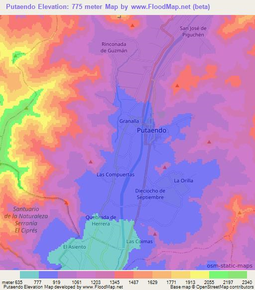 Putaendo,Chile Elevation Map