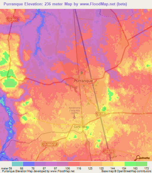 Purranque,Chile Elevation Map