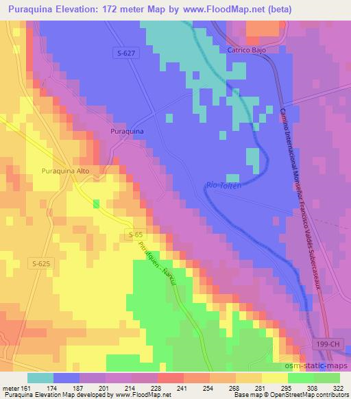 Puraquina,Chile Elevation Map