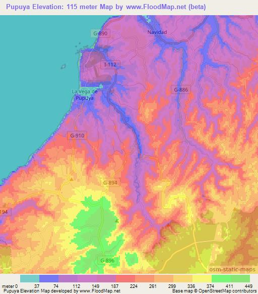 Pupuya,Chile Elevation Map