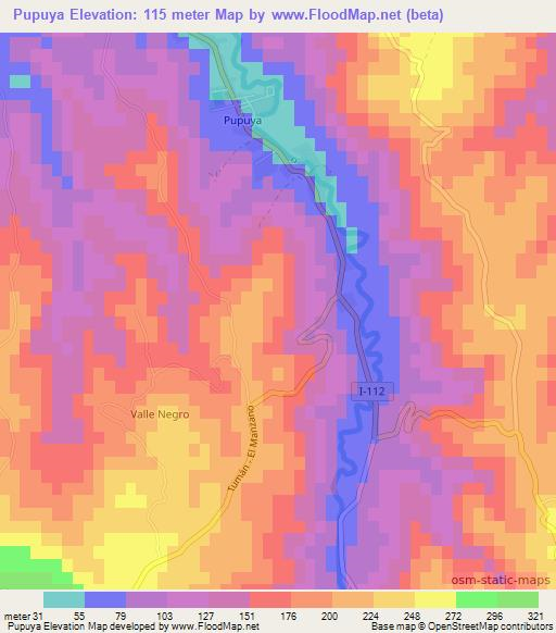 Pupuya,Chile Elevation Map