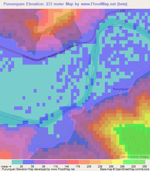 Pununquen,Chile Elevation Map