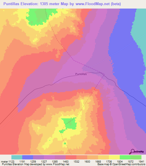 Puntillas,Chile Elevation Map