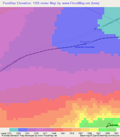Puntillas,Chile Elevation Map