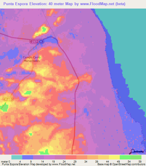 Punta Espora,Chile Elevation Map