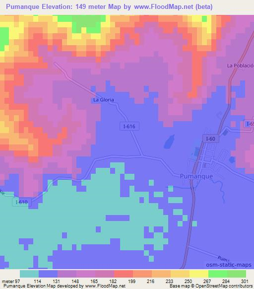 Pumanque,Chile Elevation Map