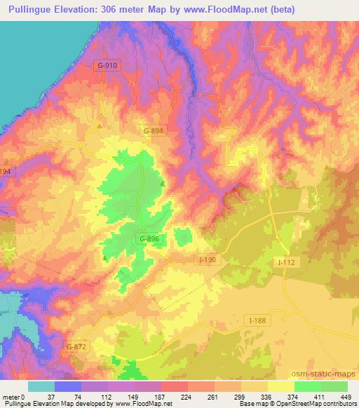 Pullingue,Chile Elevation Map