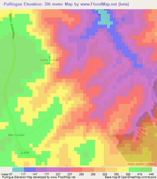 Pullingue,Chile Elevation Map