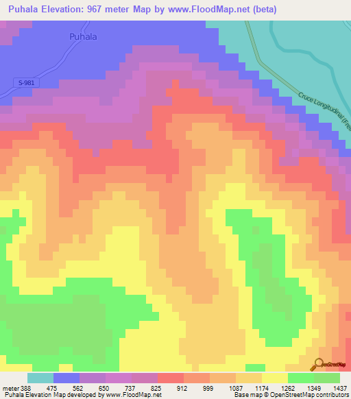 Puhala,Chile Elevation Map