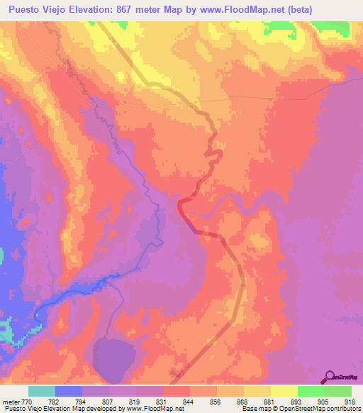 Puesto Viejo,Chile Elevation Map