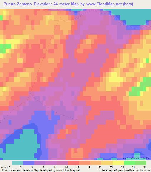 Puerto Zenteno,Chile Elevation Map