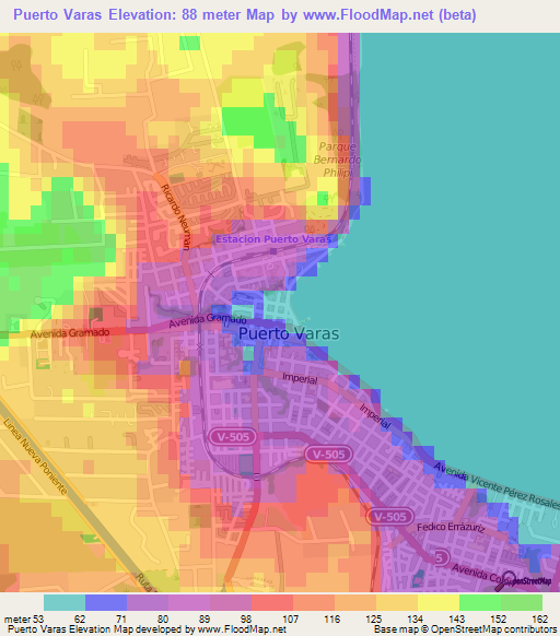 Puerto Varas,Chile Elevation Map