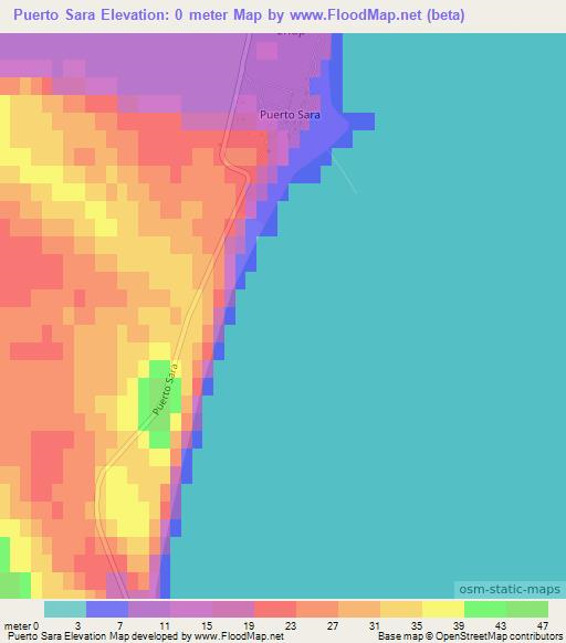 Puerto Sara,Chile Elevation Map