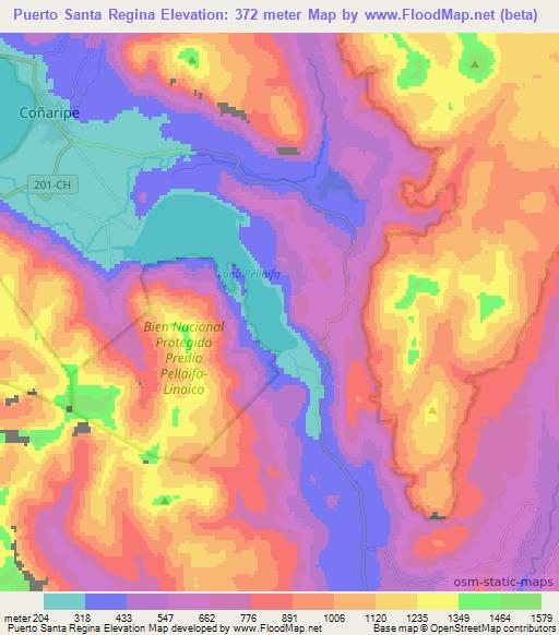 Puerto Santa Regina,Chile Elevation Map