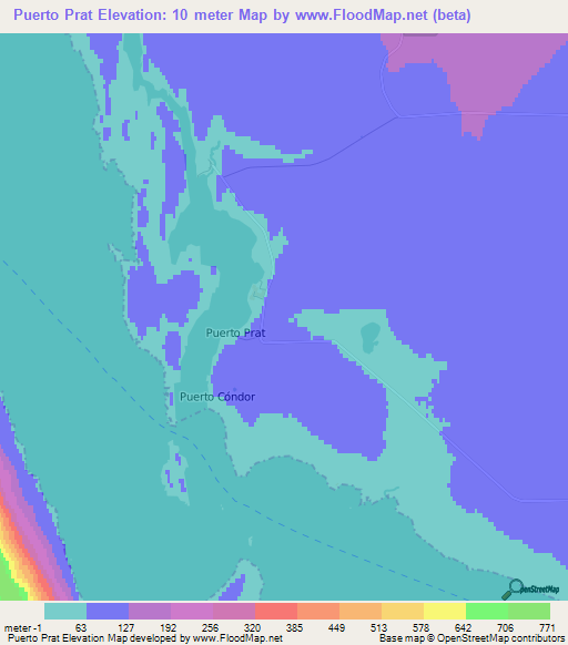 Puerto Prat,Chile Elevation Map